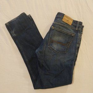Hollister Jeans Mens 32x32 Blue Skinny Button Fly Dark Wash - VGC